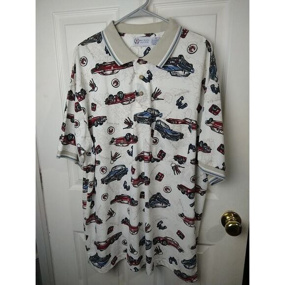 Michael Austin Men XL Polo Pullover Short Sleeve Classic Cars Polo Shirt - Picture 1 of 8